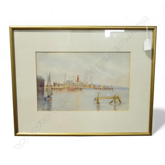NUGENT WELCH, PORT SCENE, WATERCOLOUR, 200x320mm