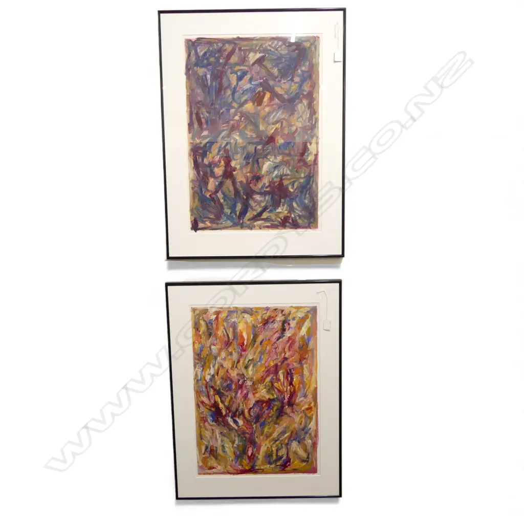 KRISTIAN LOMATH, PAIR OF FRAMED ABSTRACT WORKS, OIL ON PAPER, 570x400mm Image 1++