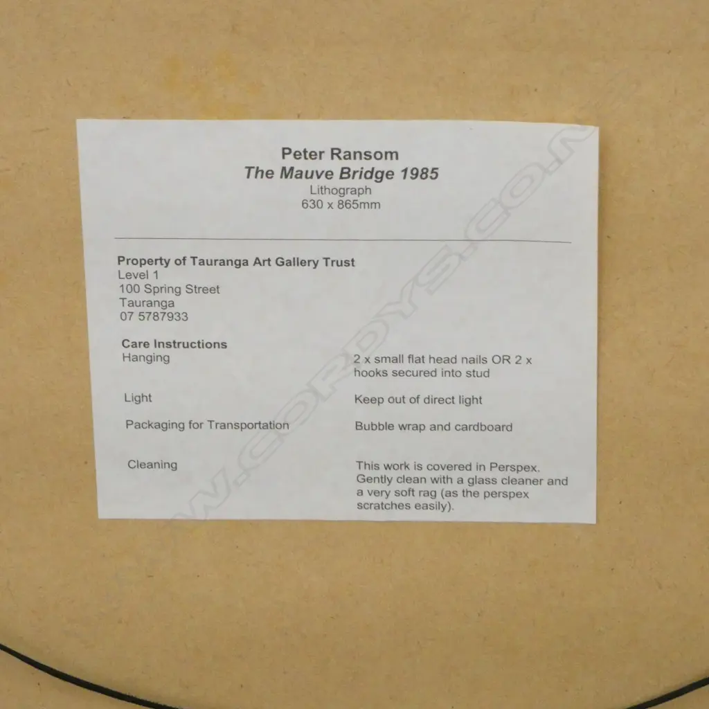 PETER RANSOM, THE MAUVE BRIDGE 1985, LITHOGRAPH, SIGNED & DATED '85, 430x680mm Image 1++