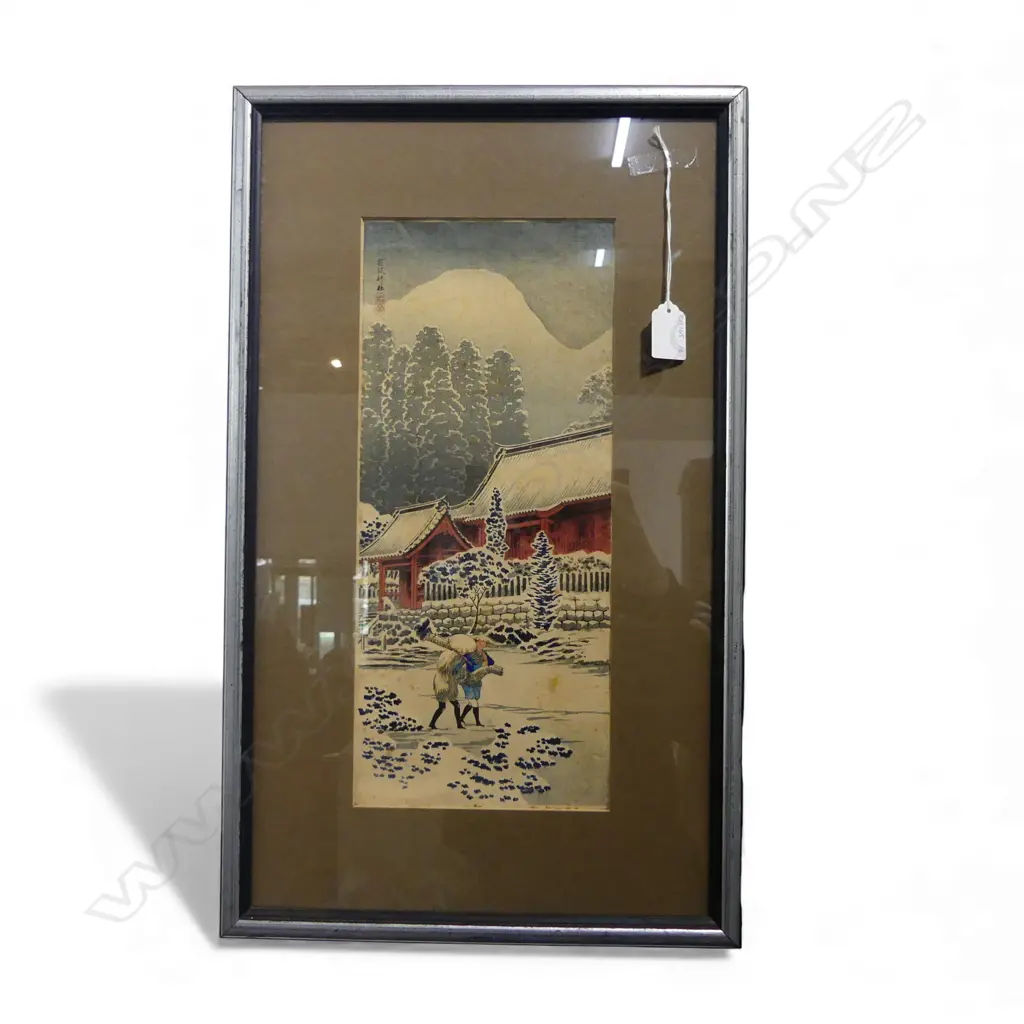 WATANABE SHOTEI, AFTER SNOW AT HAKONE SHRINE, UKIYO-E, 375x165mm Image 1++