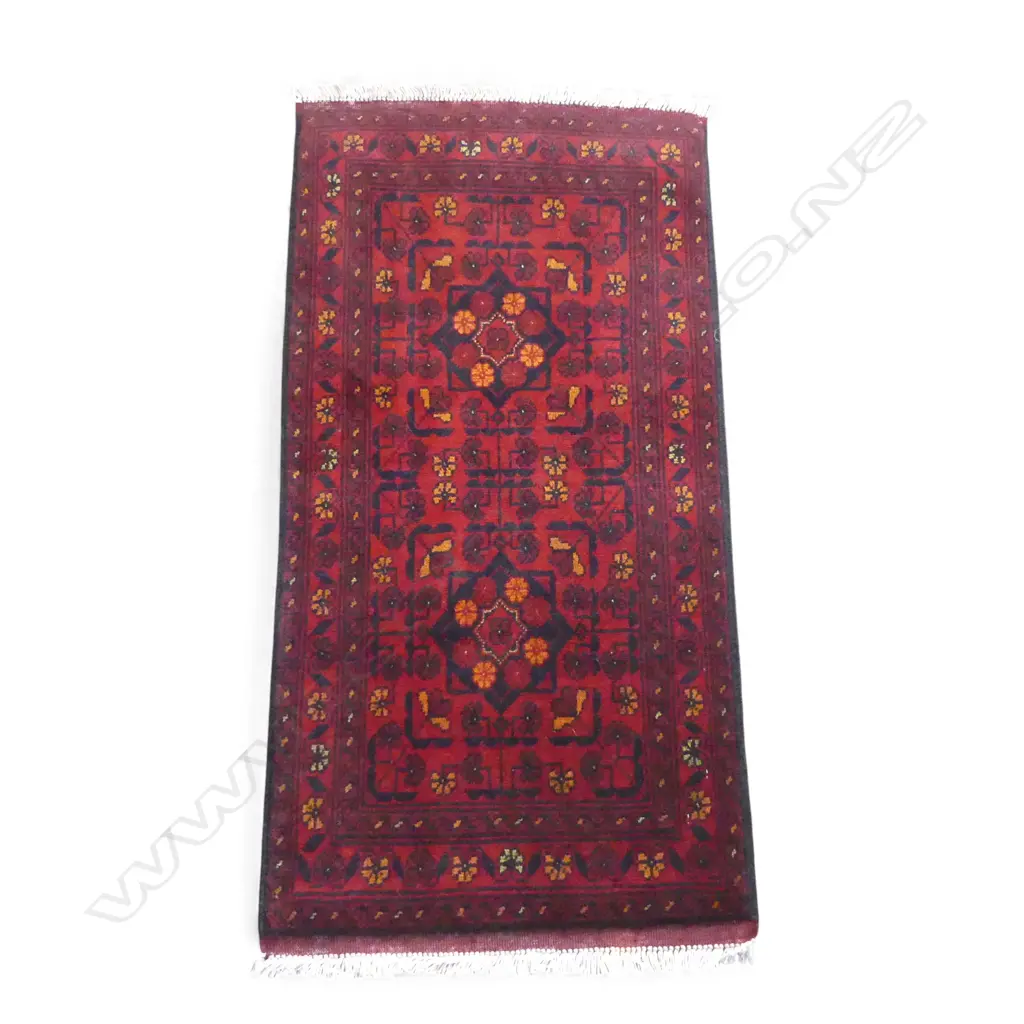 HAND KNOTTED WOOL PILE ANDKHOY RUG 1050 x 530mm Image 1++