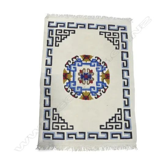 ORIENTAL HAND KNOTTED WOOL PILE RUG 880x650mm