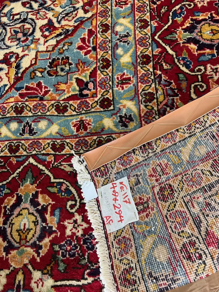 Very large Iranian hand knotted carpet w curvilinear &floral designs 4090 x 2940mm. Some insect damage Image 1++