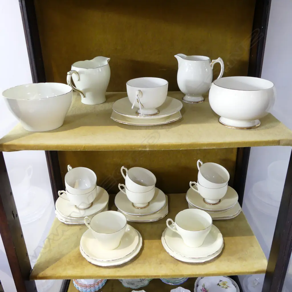 2 PART SHELLEY CHINA TEASETS 7CSPS & C/SUGAR WITH 2CSPS C/SUGAR IVORY COLOURS Image 1++
