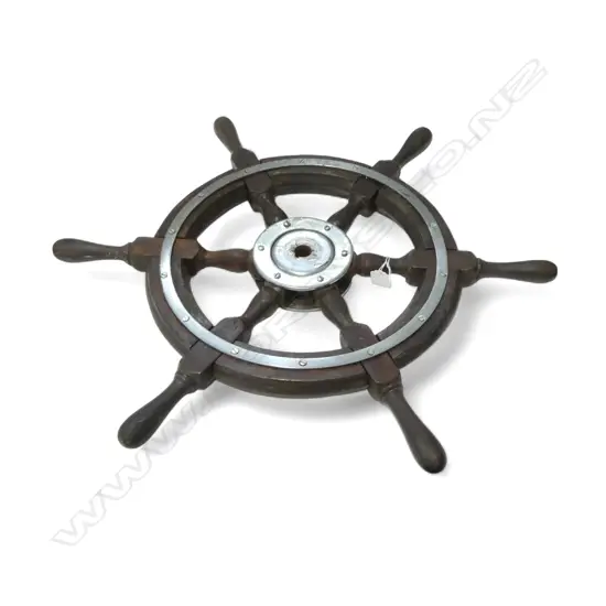 VINTAGE HARDWOOD SHIPS WHEEL Dia.600mm