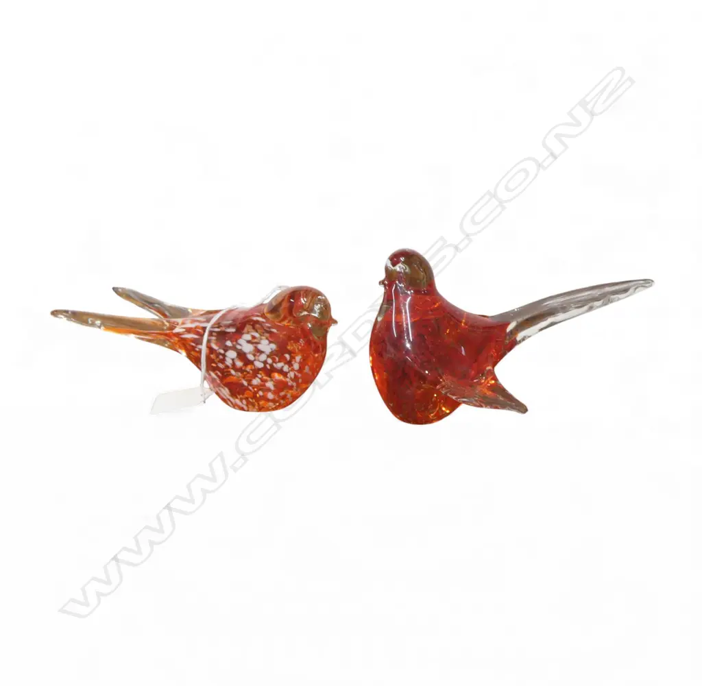 2 MURANO? RED ART GLASS BIRDS L.180mm Image 1++