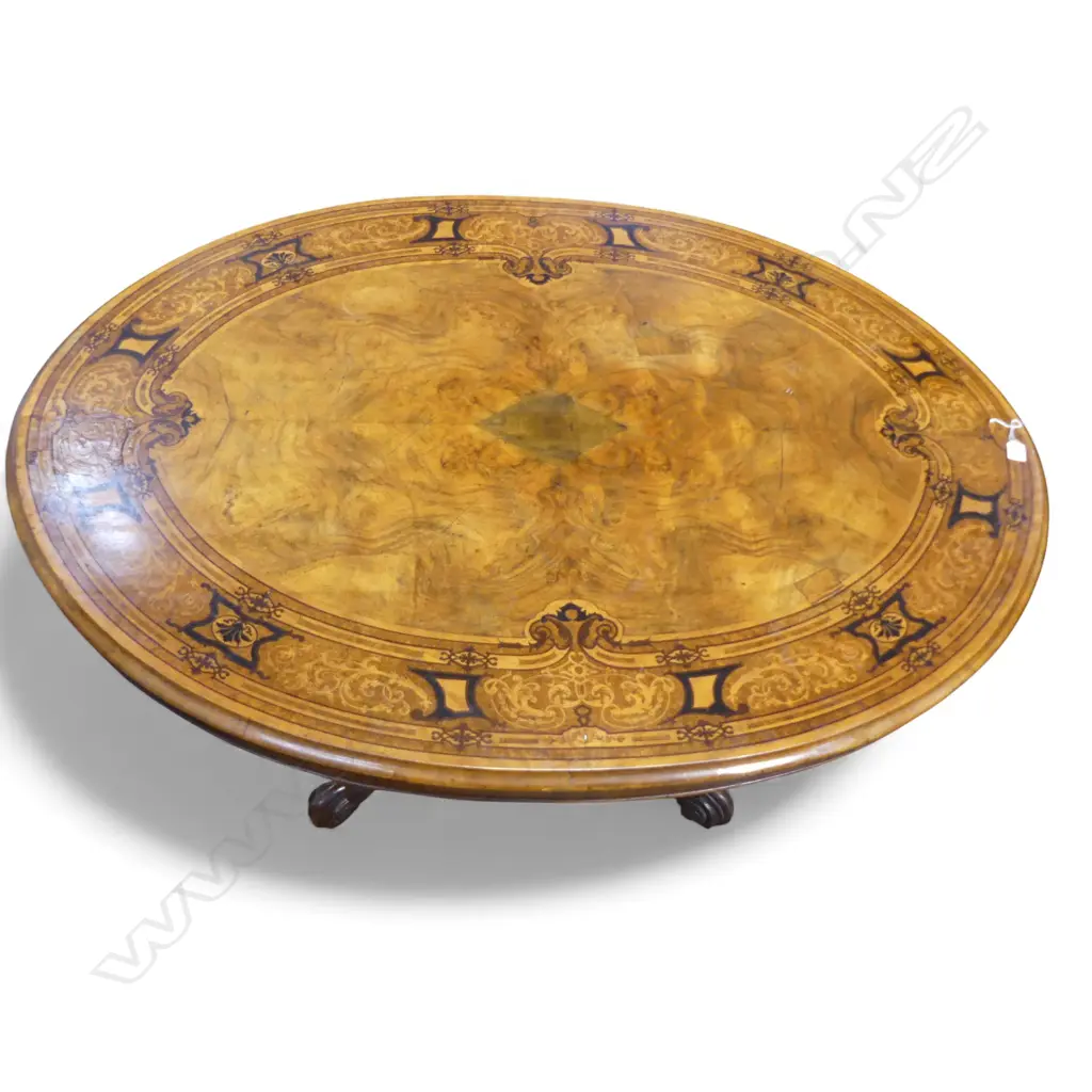VICTORIAN MAHOGANY  INLAID LOO TABLE Image 1++
