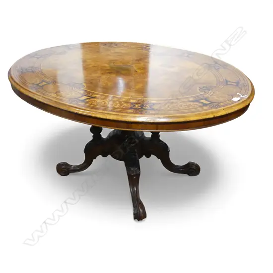 VICTORIAN MAHOGANY  INLAID LOO TABLE