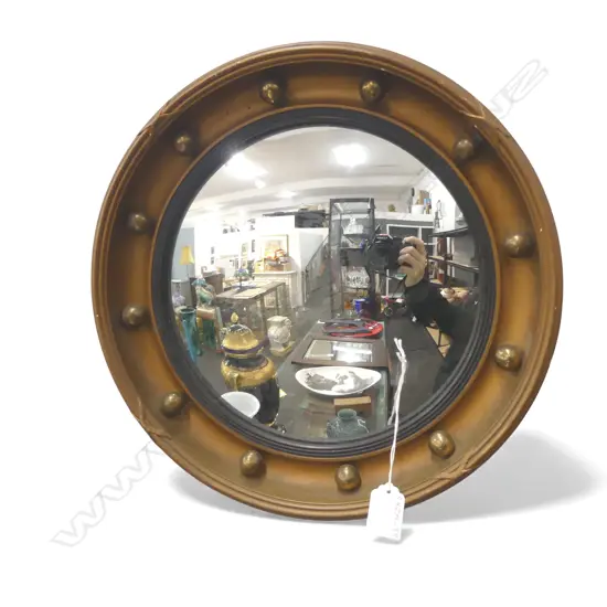 VINTAGE ROUND GOLD FRAMED MIRROR Dia.335mm