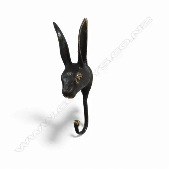 2 BRONZED HARE RABBIT WALL HOOKS H.180mm