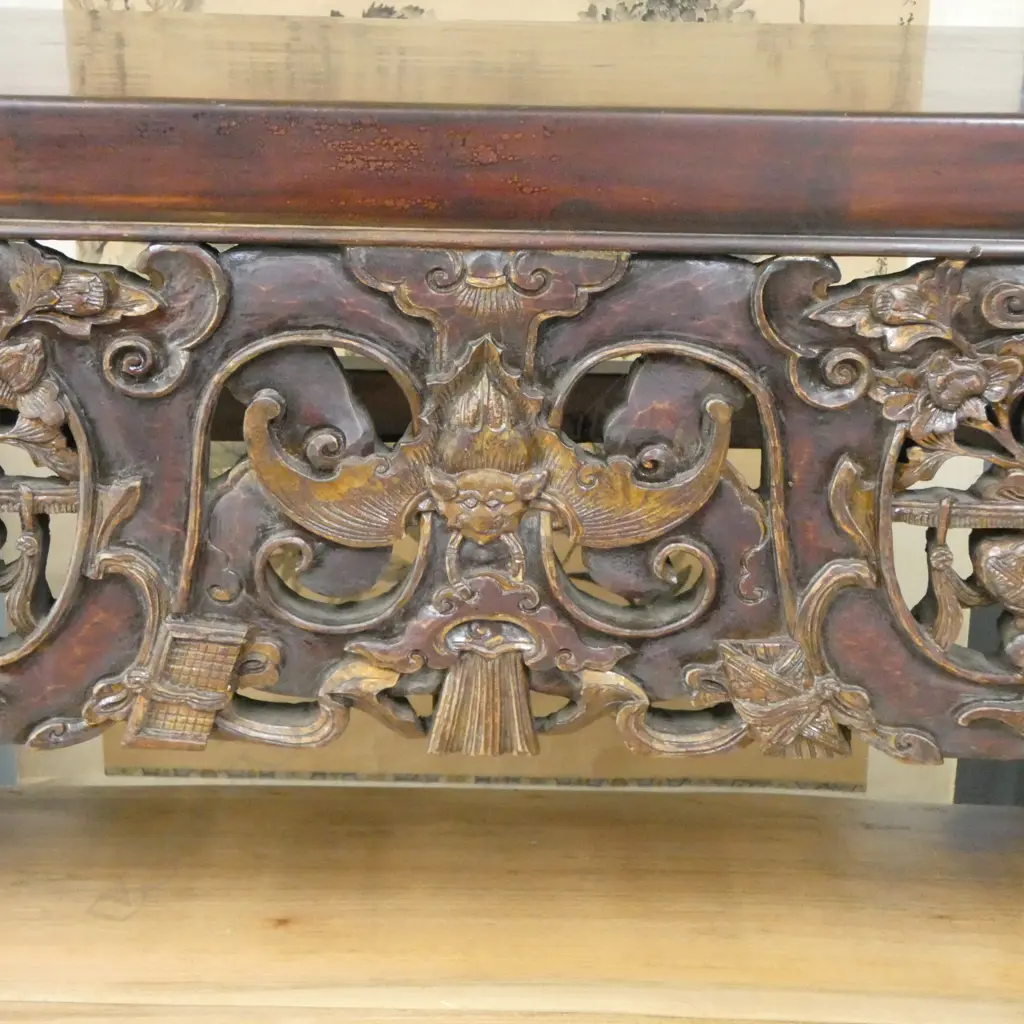 CHINESE ORNATELY CARVED ALTAR TABLE 100x520x1200mm marked Image 1++
