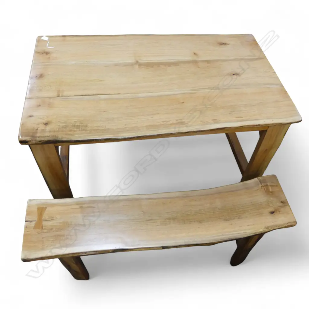 Craftsman made Japanese Maple Table & bench set with live edge  boards - some Rimu trim. Image 1++