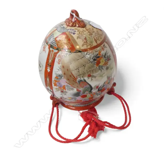 ANTIQUE SATSUMA HANGING JARDINERE H.265mm HAIRLINES