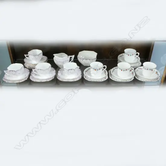 2 SHELLEY CHINA PART TEASETS 4CSPS & 4 CSPS & CREAM SUGAR