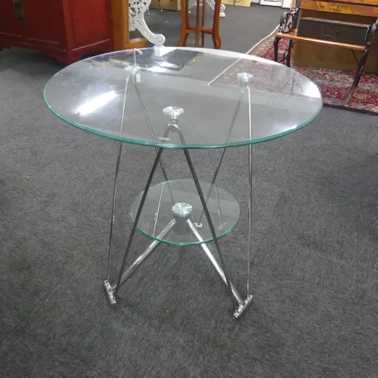 MODERN GLASS SIDE TABLE H.605mm, 595mm dia