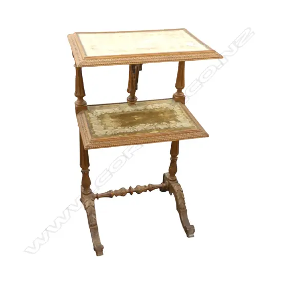 ANTIQUE FRENCH CARVED FIRESCREEN / WHATNOT STAND  with velvet tray tops H.880mm