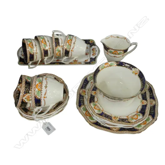 CHINA PART TEA SERVICE; ALFRED MEAKIN 'CALEDONIA' etc some faults