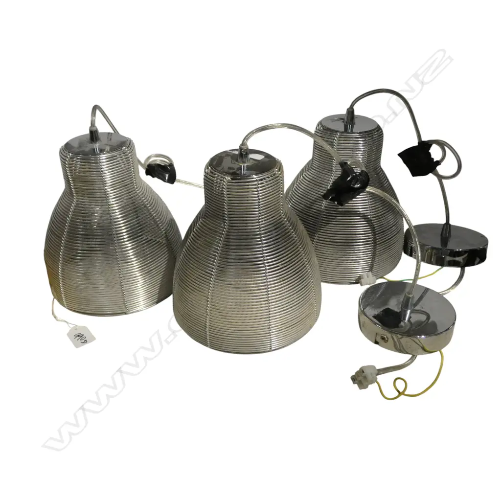 3 MODERN SILVER WIRE PENDANT LIGHTS H.190mm Image 1++