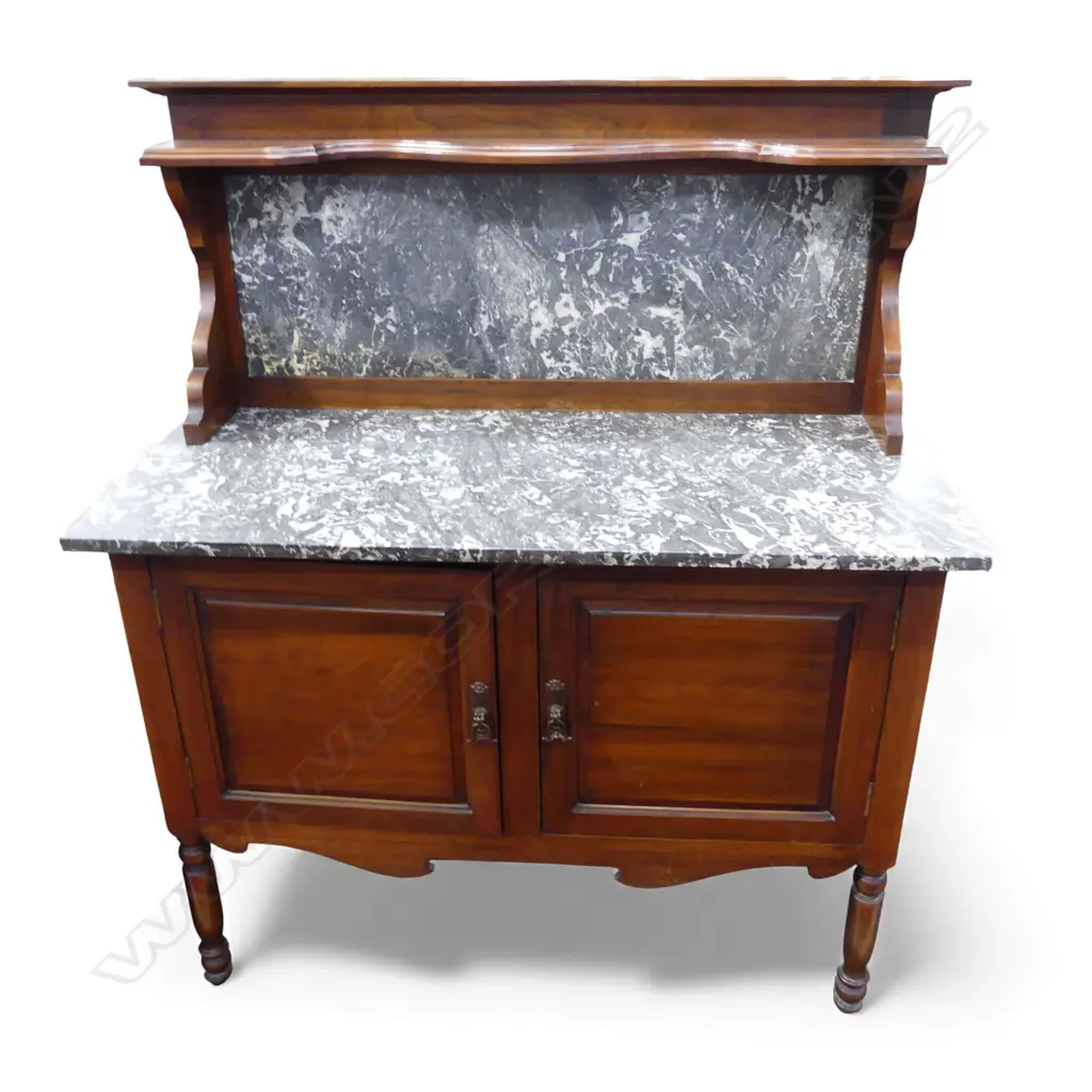 ANTIQUE MAHOGANY & MARBLE WASH STAND 1070x480x1270mm Image 1++