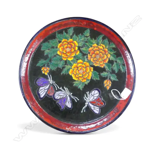 KEUM SUN LEE CHARGER, HAND PAINTED BUTTERFLIES, Dia.400mm not suitable for food