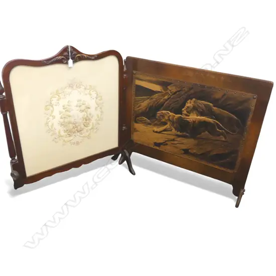 2 FIRESCREENS, WOODEN FRAMES