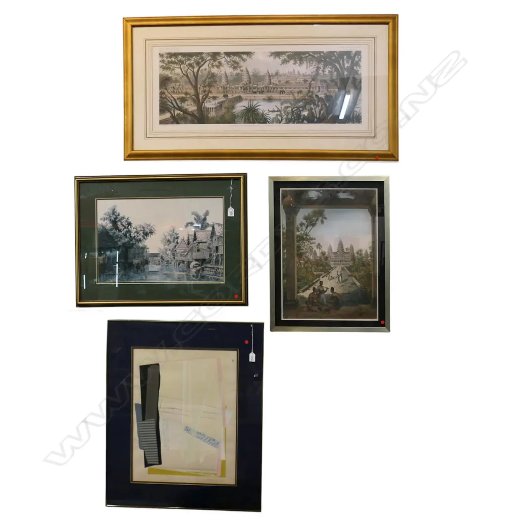 4 ARTWORKS; 2 CAMBODIAN PRINTS 515x380 / 340x860mm, SIGNED SCREEN PRINT 'WEDDING SUITE No.1' 13/20 1984 FOXING / DAMP Image 1++