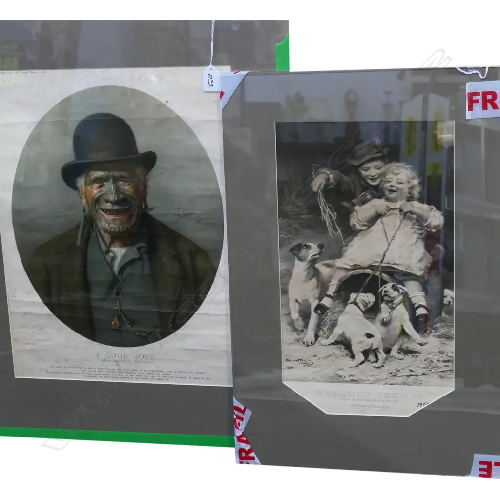 TWO BOOK ILLUSTRATIONS GOLDIES 'A GOOD JOKE' 480X360 & 'BREAKING THEM IN" 430X230mm Image 1++