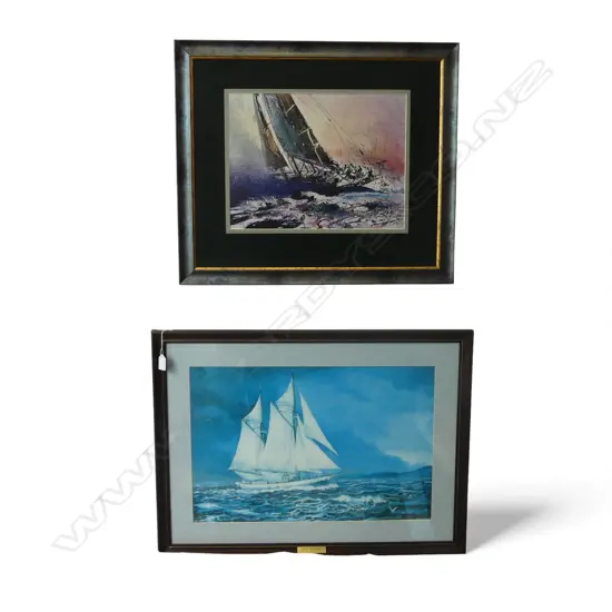 MAURICE FORSTER, JANE GILFORD 1908, OIL ON BOARD, 390x385mm + DAVID BARKER PRINT 'MAXI YACHT'