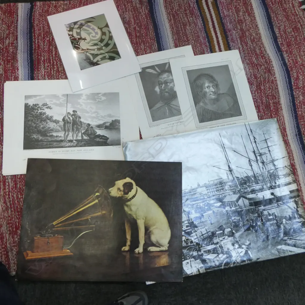 3 WILLIAM HODGES ENGRAVINGS, JOHN WEBBER ENGRAVING, KURA TE WARU REWIRI PRINT + 2 OTHERS Image 1++