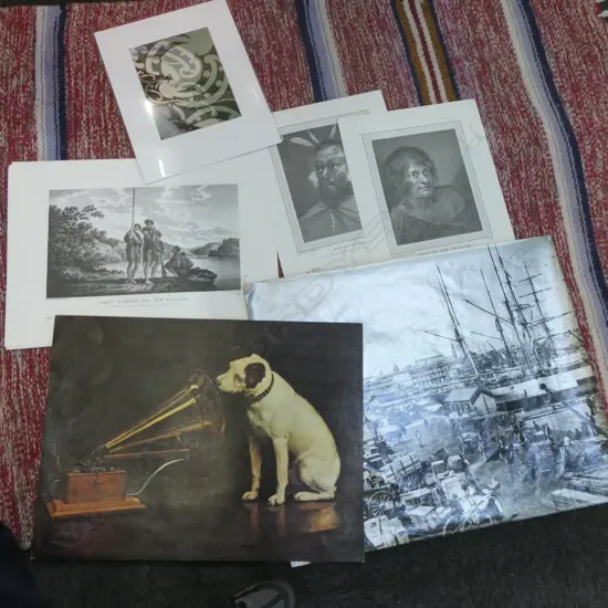 3 WILLIAM HODGES ENGRAVINGS, JOHN WEBBER ENGRAVING, KURA TE WARU REWIRI PRINT + 2 OTHERS