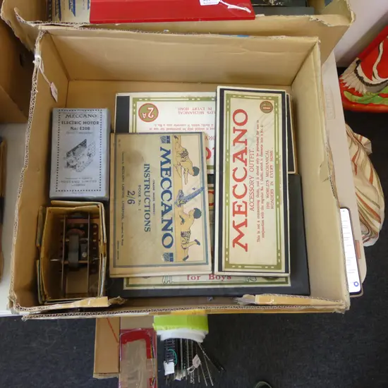 3 VINTAGE MINT & BOXED MECCANO SETS 1 1A & 2A WITH 2 BOXED ELECTRIC MOTORS