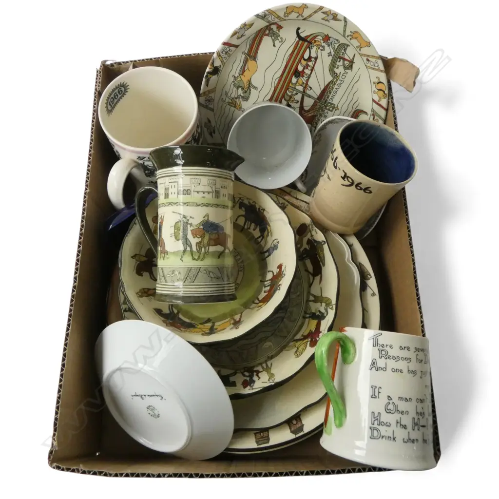 ASST. ROYAL DOULTON CHINA Incl. BAYEAUX TAPESTRY PATS etc + LIMOGES & OTHER BATTLE COM. WARE Image 1++