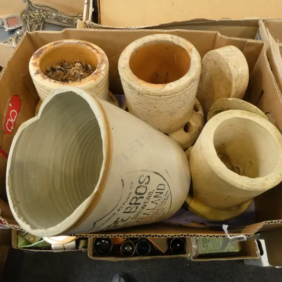 ASST. CRUM STONEWARE FITTINGS/PIPES etc + HALF SHARPE BROS CROCK all faults