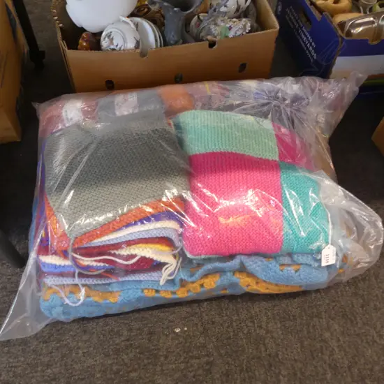 2 N.Z. WOOL BLANKETS, WOOL SQUARES & ASST. WOOL YARN ALL NZ PRODUCED WOOL