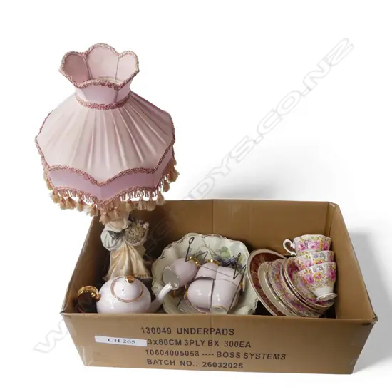 FIGURAL LAMP (FAULTS), ROSLYN PART TEA SERVICE, 3 ROYAL ALBERT 'SERENA' C/S + 2 OTHERS