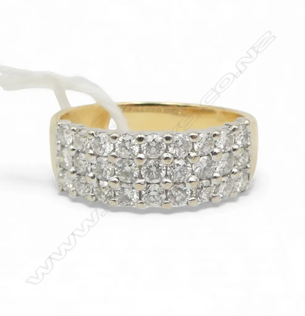 18CT Y/W 27 STONE DIAMOND DRESS RING  (1.00ct total)4.81gms SIZE N Image 1++