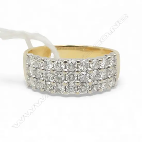 18CT Y/W 27 STONE DIAMOND DRESS RING  (1.00ct total)4.81gms SIZE N