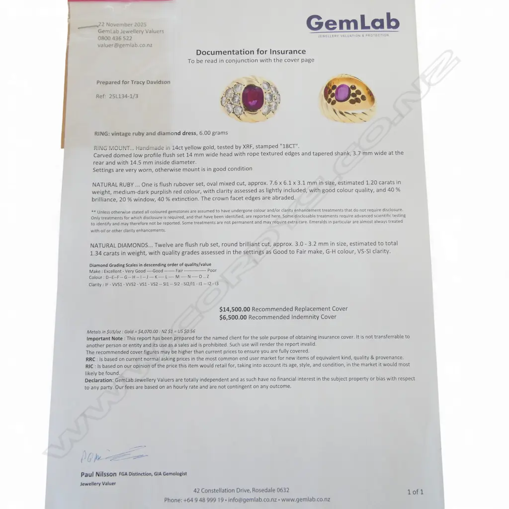 14ct Y/GOLD, RUBY & DIAMOND RING 6gms SIZE H Image 1++