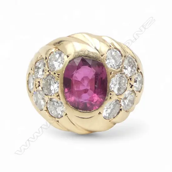 14ct Y/GOLD, RUBY & DIAMOND RING 6gms SIZE H