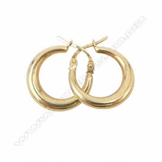 PR 9CT HOOP EARRINGS, 17mm dia 1.2gms