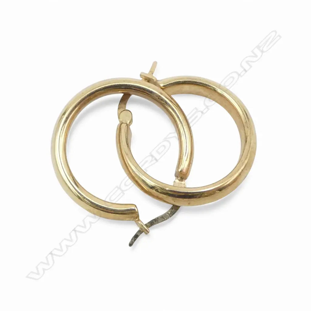 PR 9CT HOOP EARRINGS, 20mm dia 2.0gms Image 1++