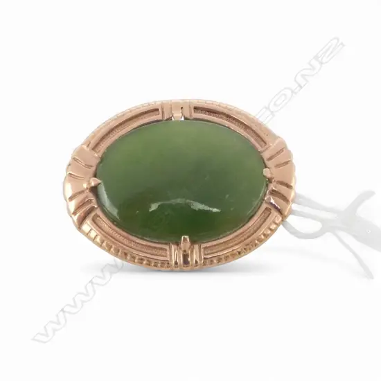 VINTAGE 9ct GOLD & POUNAMU BROOCH 6.67gms