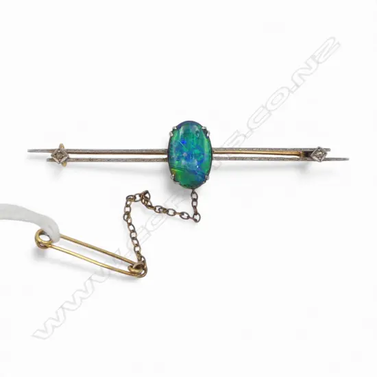 15CT OPAL DOUBLET (tiny diamonds) BROOCH 4.03gms