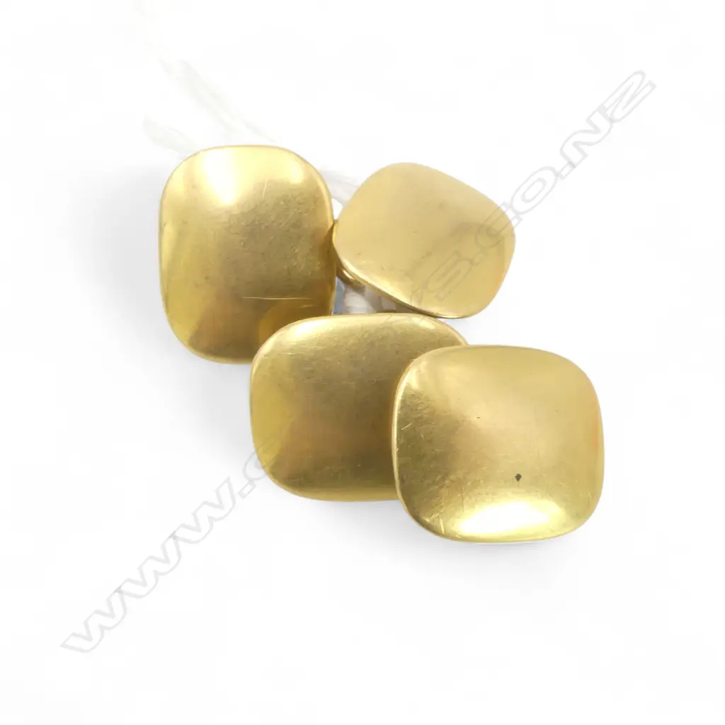 PR 19thC 18ct gold CUFFLINKS plain design probably colonial. 10.8gms old repair Image 1++