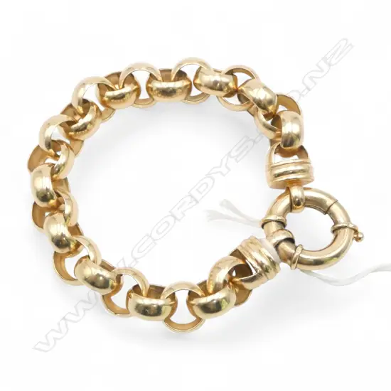 9ct GOLD BELCHER LINK BRACELET 31.58gms L.210mm