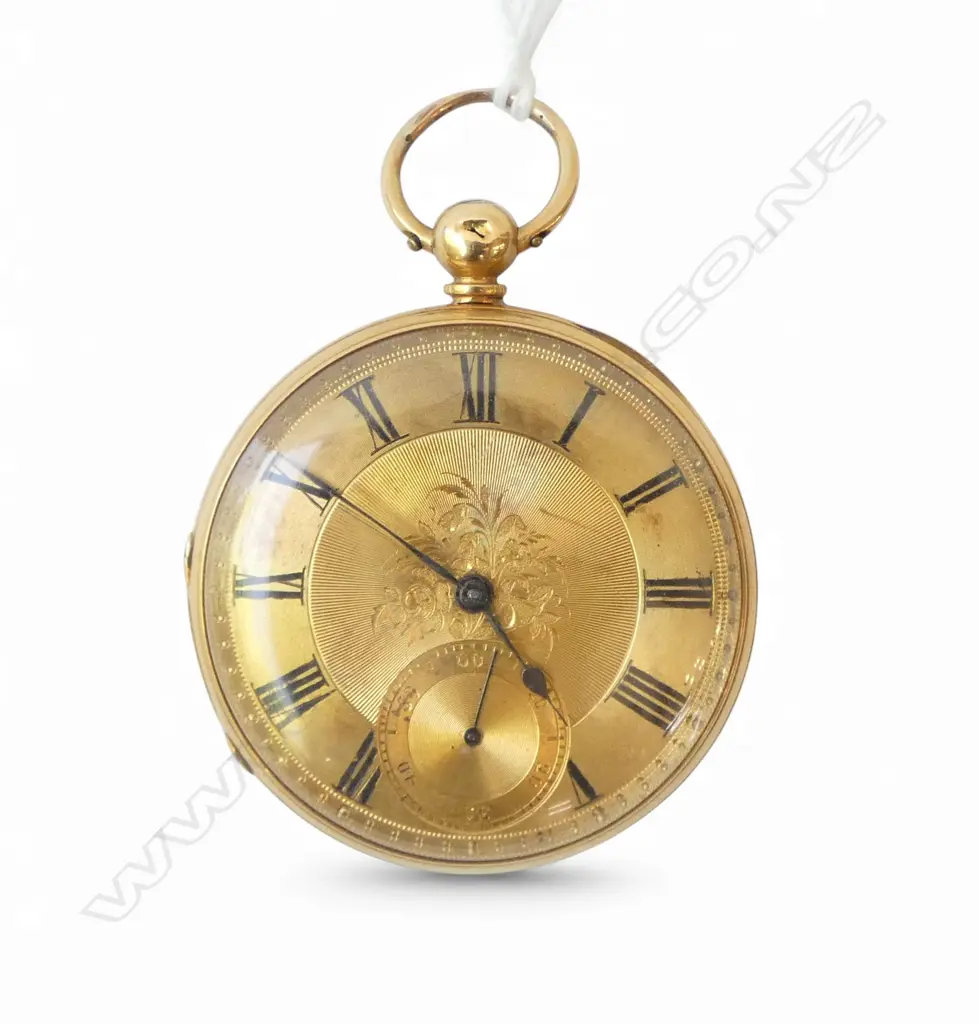 18ct GOLD 19thC GENT'S OPEN FACE POCKET WATCH fusee movement 70.79gms Image 1++