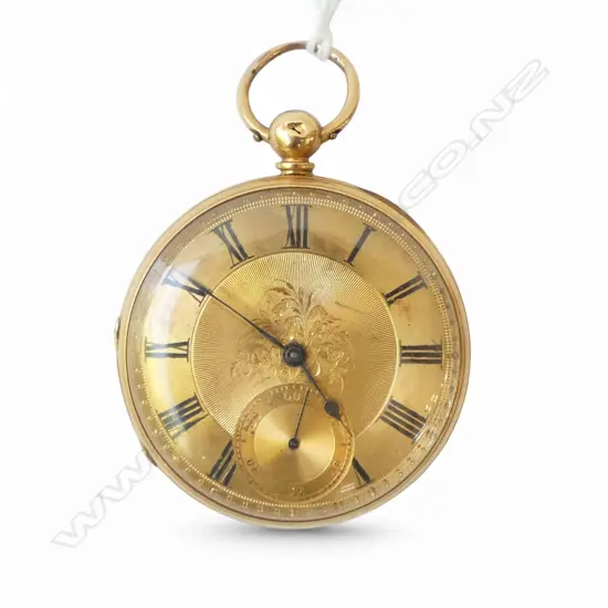 18ct GOLD 19thC GENT'S OPEN FACE POCKET WATCH fusee movement 70.79gms