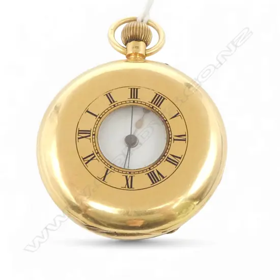 An early 20thC 18ct gold half hunter center second GENT'S FOB WATCH.114gms