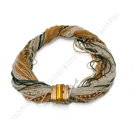 VENETIAN CHOKER LENGTH GLASS & CREATED PEARL BEADED 'BUNCH' NECKLACE, GOLD PLATED CLASP, L.460mm, valuation