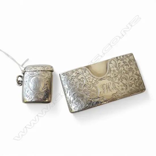 2 PCES STG SILVER; CARD CASE W.80mm & VESTA 54gms
